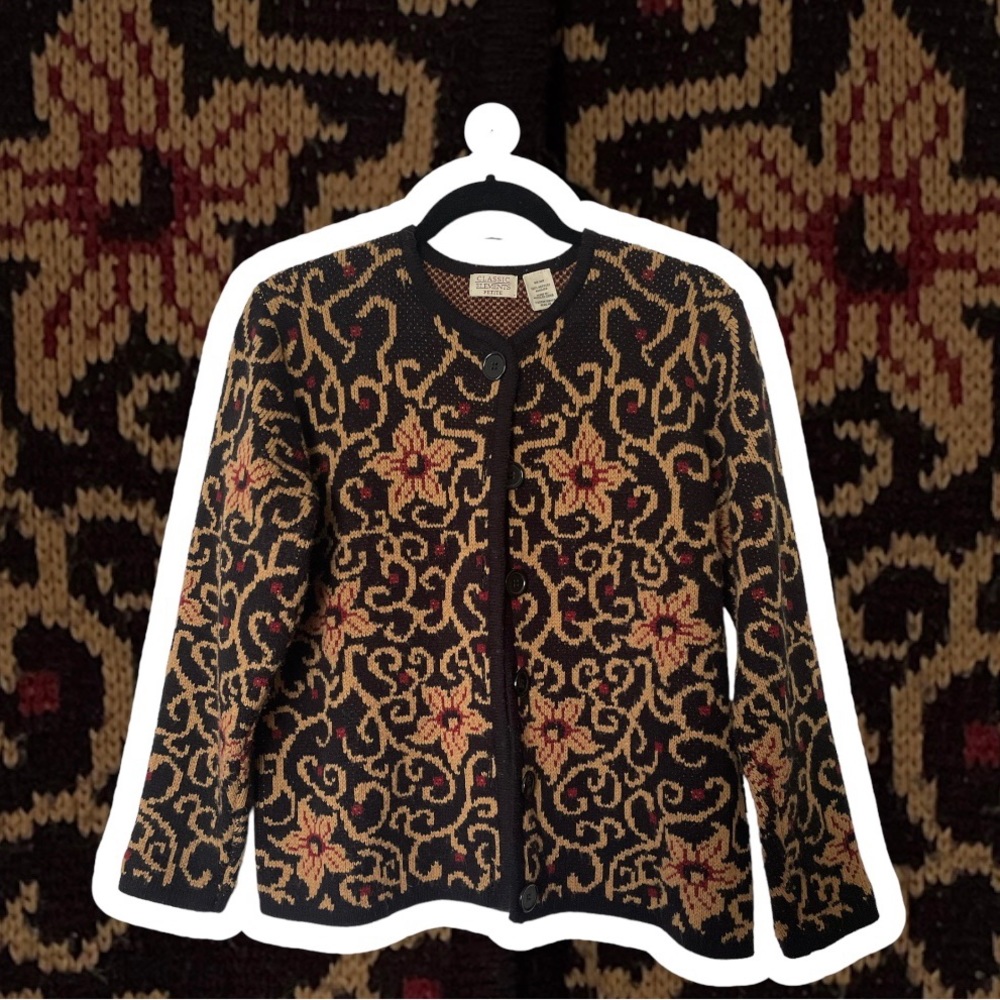 Vintage Classic Elements Petite M Button Up Cardigan